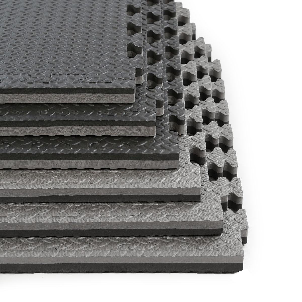 Xspec 1" Extra Thick Reversible EVA Foam Gym Mats 12 pcs 48 Sq Ft, Black &amp; Grey