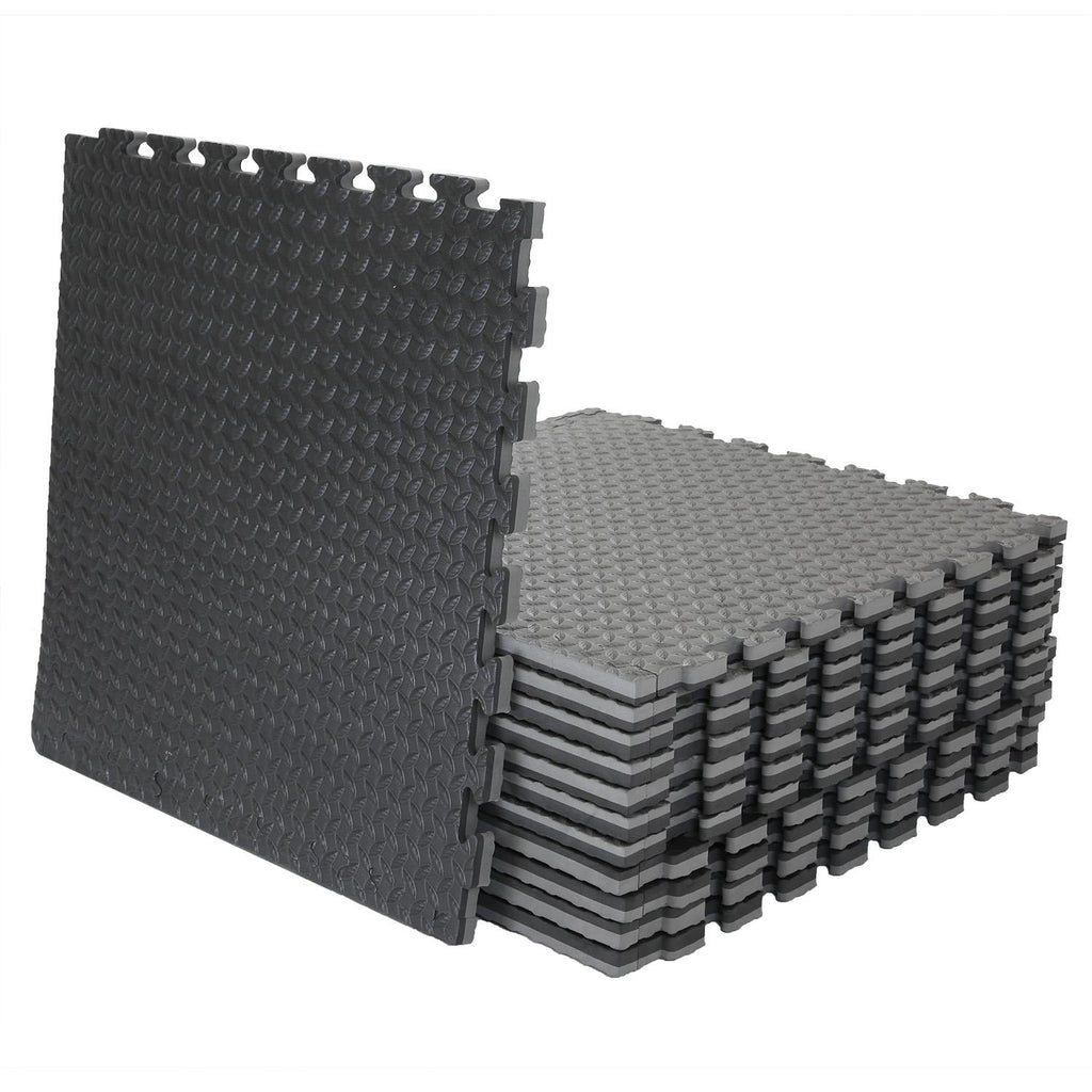 Xspec 1" Extra Thick Reversible EVA Foam Gym Mats 12 pcs 48 Sq Ft, Black &amp; Grey