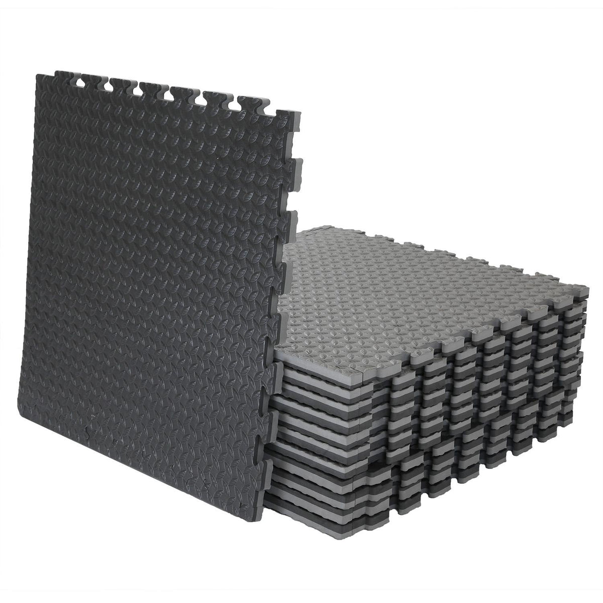 Xspec 1" Extra Thick Reversible EVA Foam Gym Mats 12 pcs 48 Sq Ft, Black &amp; Grey