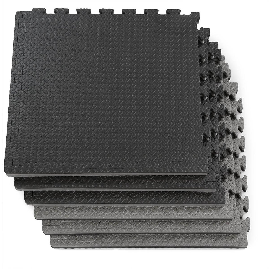 Xspec 1" Extra Thick Reversible EVA Foam Gym Mats 12 pcs 48 Sq Ft, Black &amp; Grey