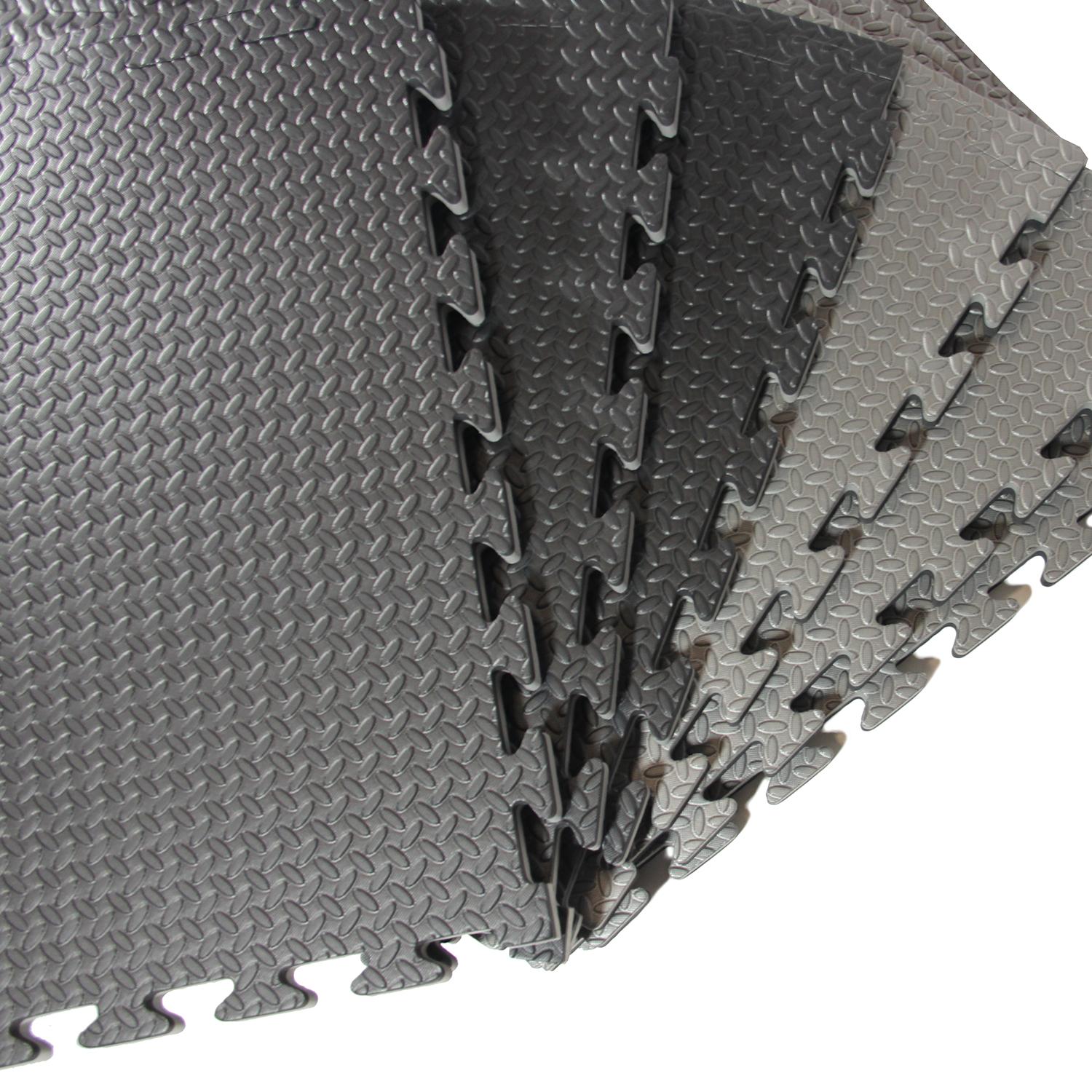 Xspec 1" Extra Thick Reversible EVA Foam Gym Mats 12 pcs 48 Sq Ft, Black &amp; Grey