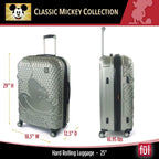's Mickey Mouse 25 Inch Hardside Carry-On Luggage with Retractable Handle and Spinner Wheels, Silver, (ECFC5007-040)
