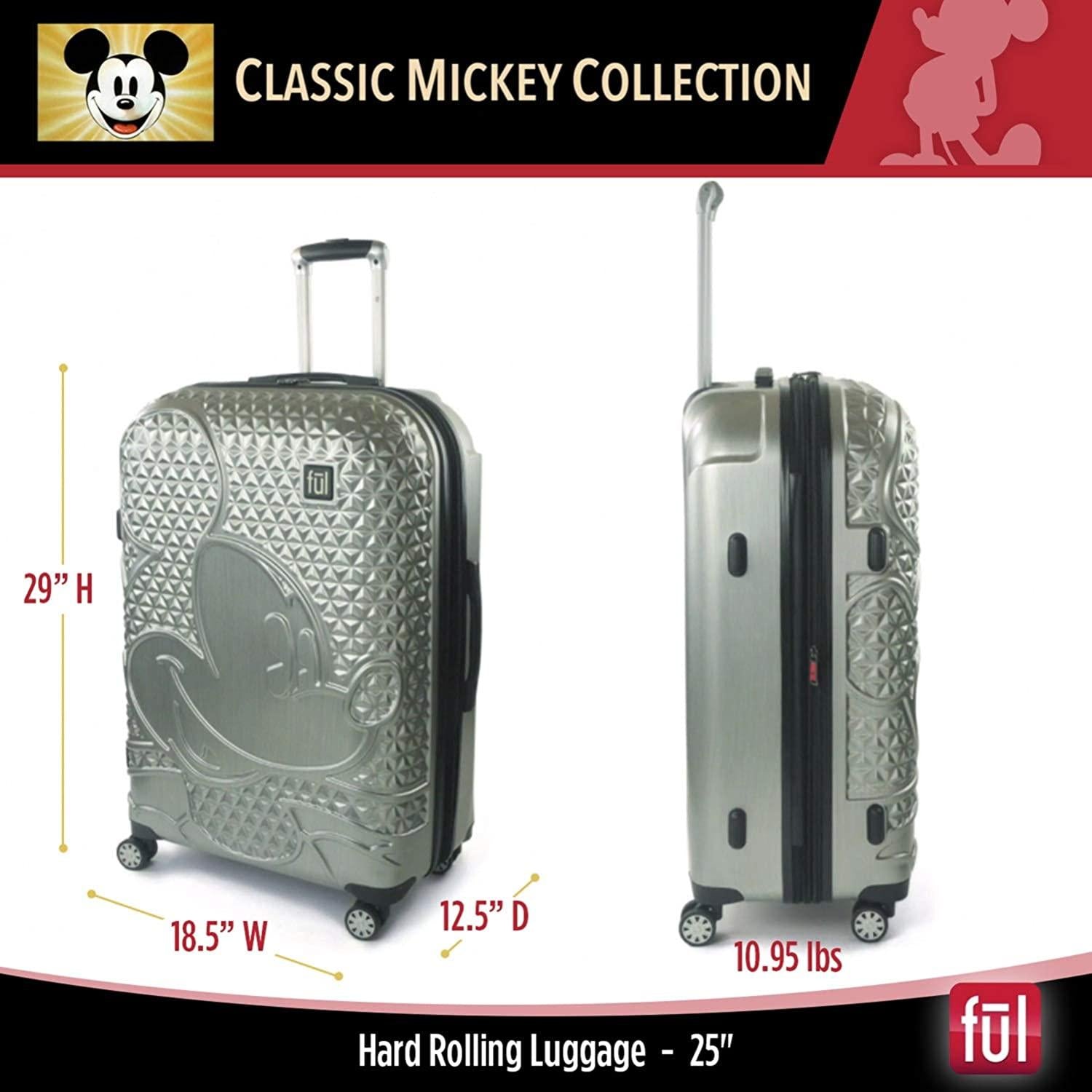 's Mickey Mouse 25 Inch Hardside Carry-On Luggage with Retractable Handle and Spinner Wheels, Silver, (ECFC5007-040)