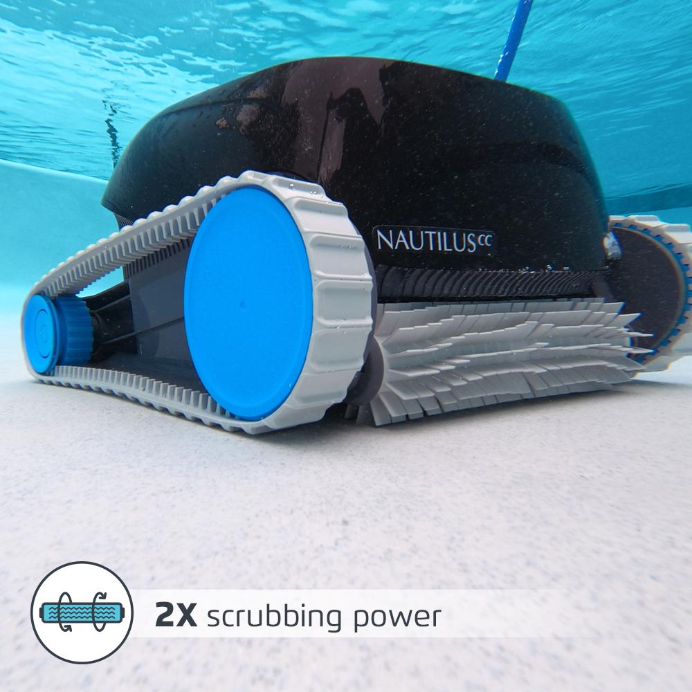 dolphin nautilus cc automatic robotic pool cleaner - ideal for above and in-ground swimming pools up to 33 feet - with large capacity top load filter basket