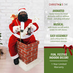 48 in. Christmas African American Santa Claus in the Chimney with Music and Motion