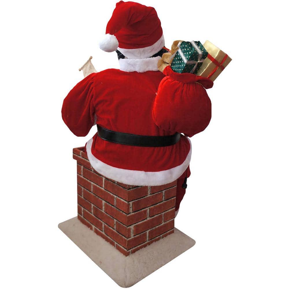 48 in. Christmas African American Santa Claus in the Chimney with Music and Motion