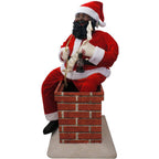48 in. Christmas African American Santa Claus in the Chimney with Music and Motion