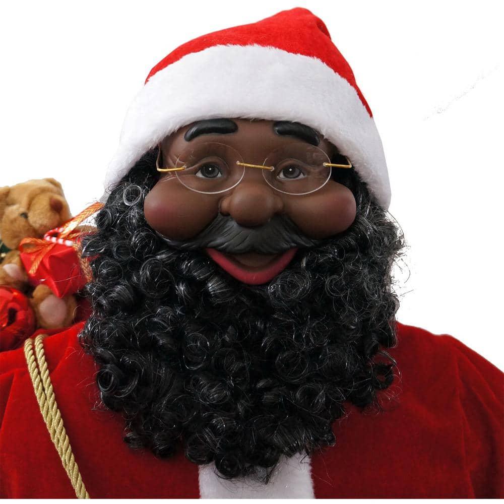 48 in. Christmas African American Santa Claus in the Chimney with Music and Motion
