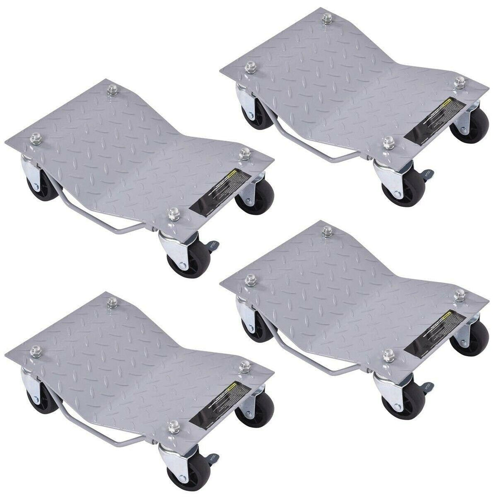4 Piece 6000lbs Car Dolly Tire Wheel Dollies Dolly Vehicle Car Auto Silver