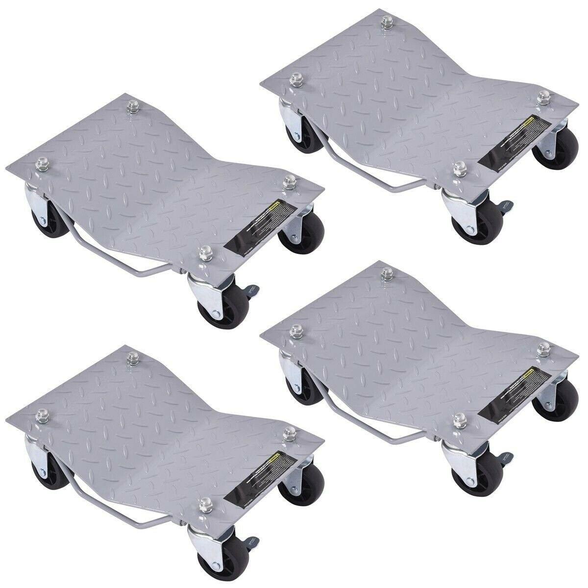 4 Piece 6000lbs Car Dolly Tire Wheel Dollies Dolly Vehicle Car Auto Silver