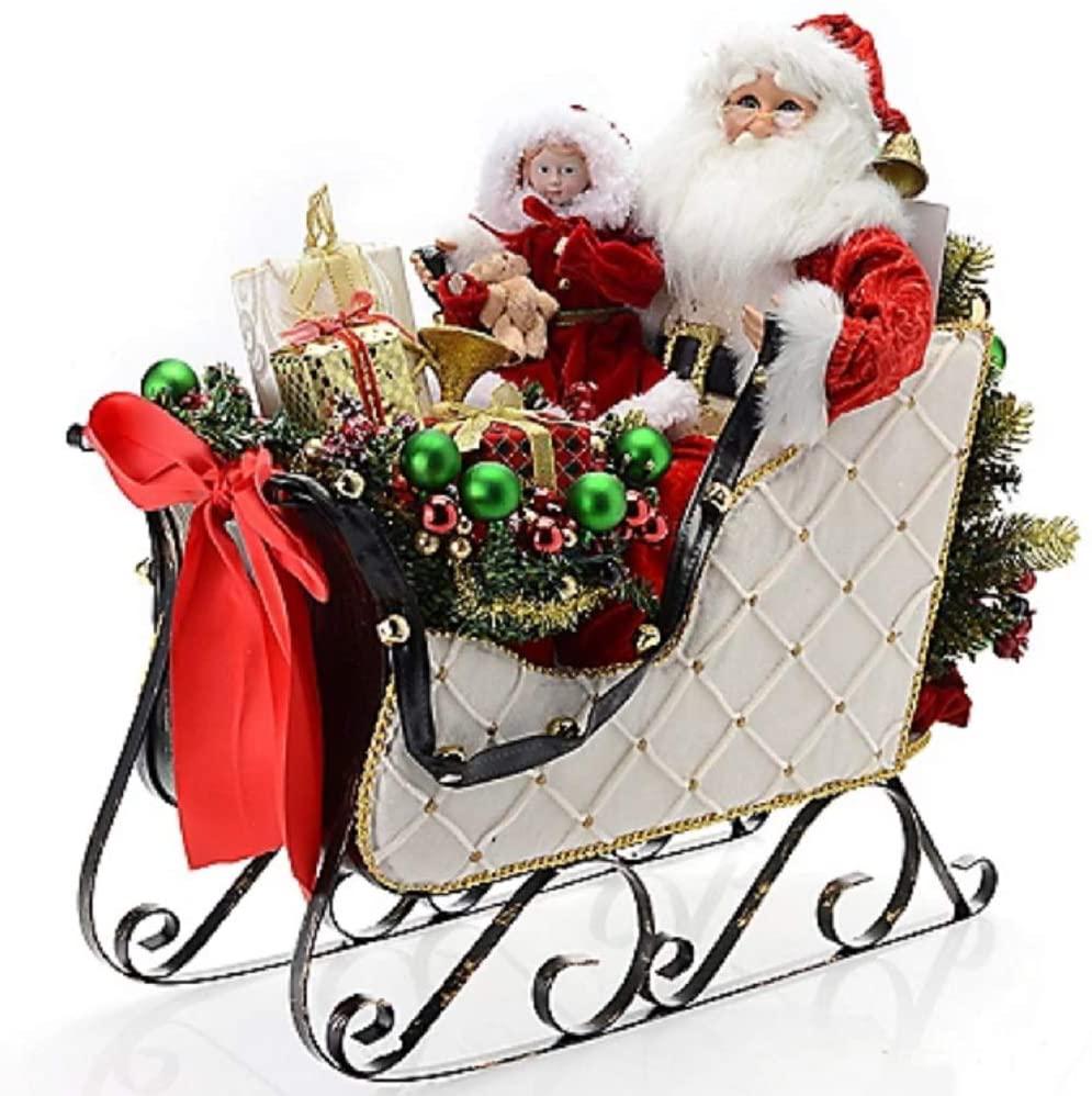 Karen Didion Originals White Sled Santa Figurine, 20 Inches -  Christmas
