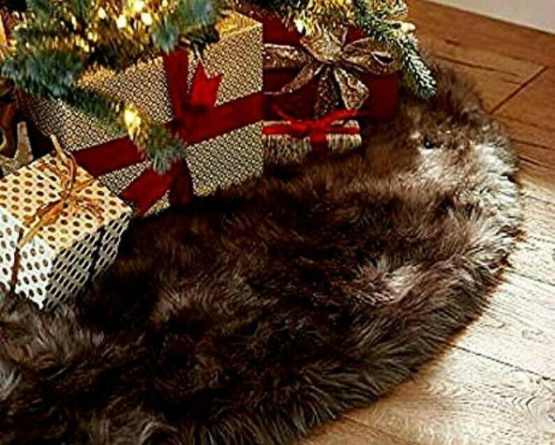 Brown Faux Fur Christmas Tree Skirt