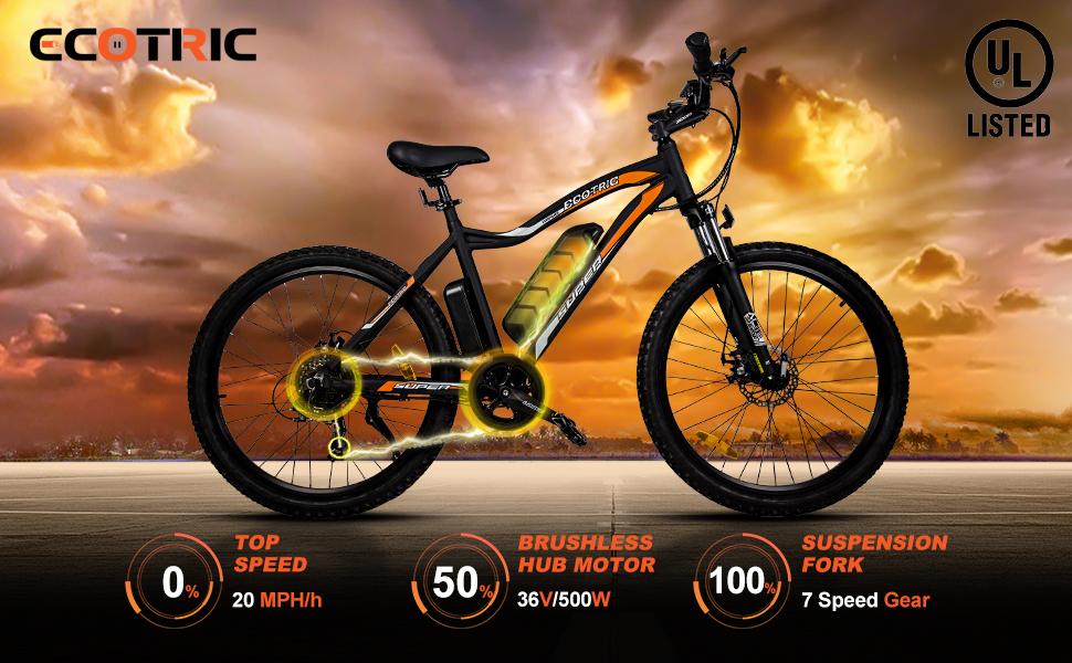 26" 500W Mountain Beach City Electric Bicycle eBike 36V 12.5AH Battery UL Adult Women Men