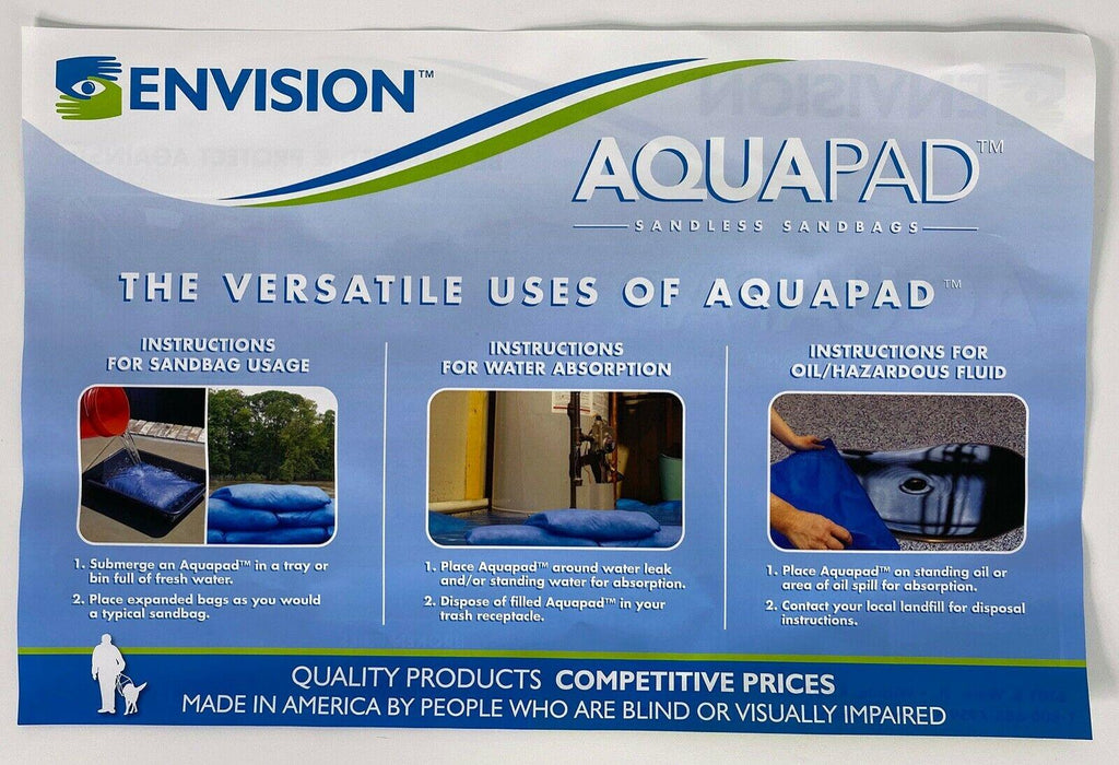 Envision Aquapad ENV-AQP-30 Water/Oil Absorbent Pads 30 Pack USA SHIPPING