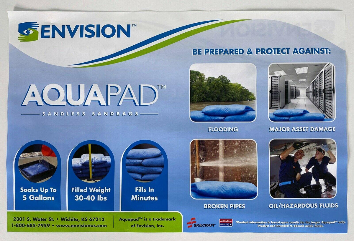 Envision Aquapad ENV-AQP-30 Water/Oil Absorbent Pads 30 Pack USA SHIPPING