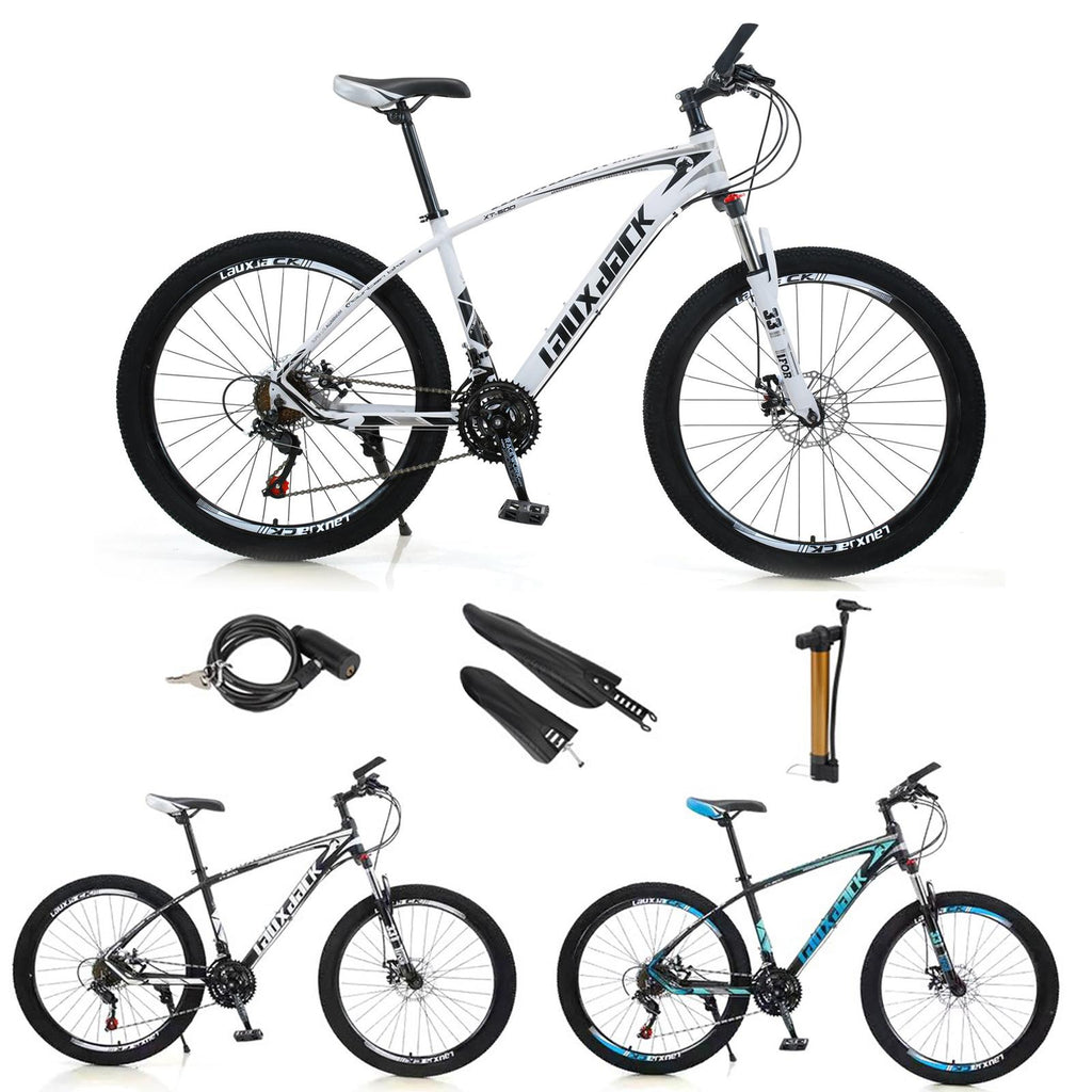 Motor Genic 27.5" Wheels Unisex Adults Mountain 21 Speed Bikes Bicycle Lock+Air Pump