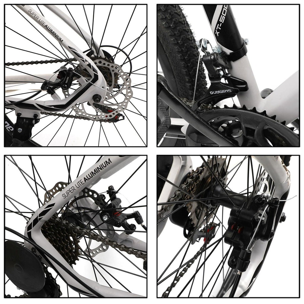 Motor Genic 27.5" Wheels Unisex Adults Mountain 21 Speed Bikes Bicycle Lock+Air Pump