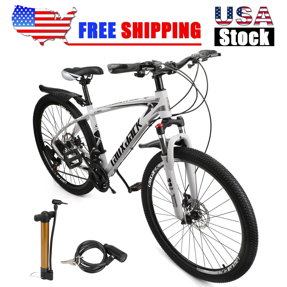 Motor Genic 27.5 inches Wheels Adults Mountain Bike 21 Speed Bike Men Women Lock+Air Pump