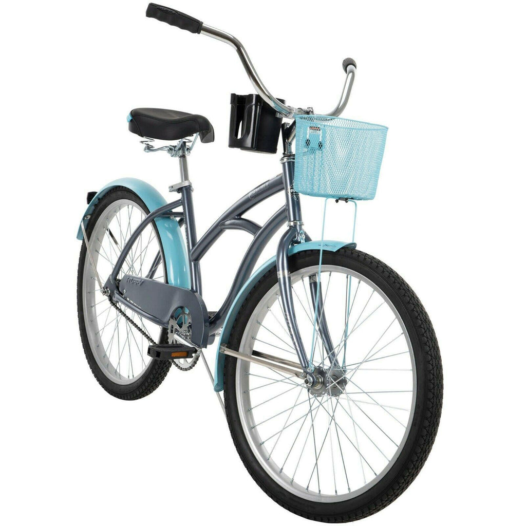 Huffy 24 In. Carlisle Girls' Comfort Cruiser Beach Bike, Gray  New