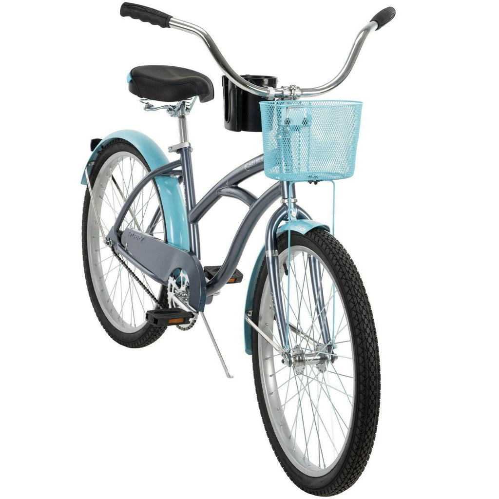 Huffy 24 In. Carlisle Girls' Comfort Cruiser Beach Bike, Gray  New