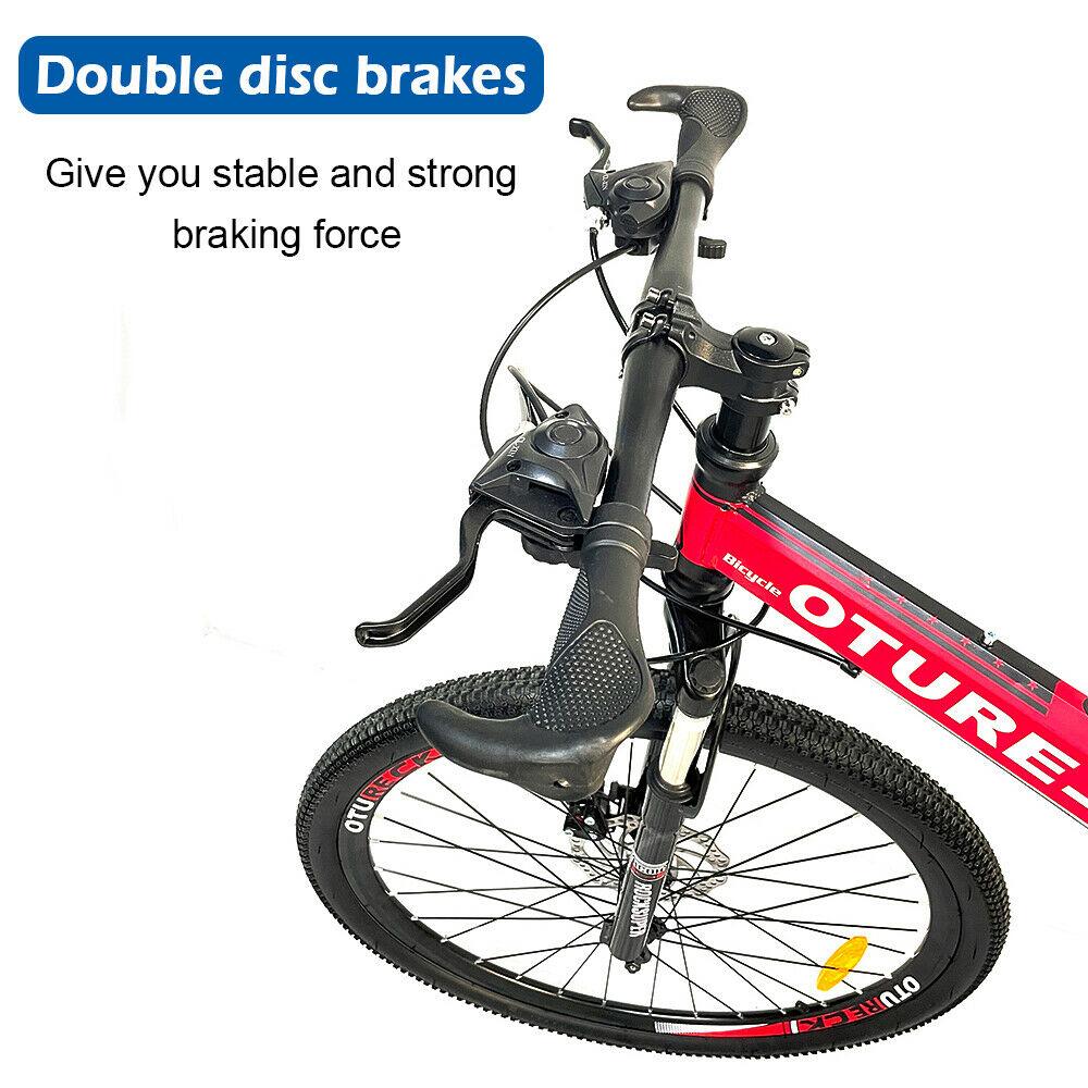 OTURE Mountain Bike 26-inch wheel, 21 speeds, High Carbon Steel Frame , for Mens and Womens black/red