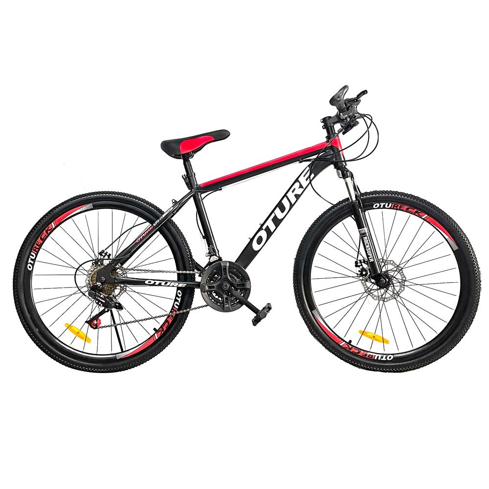 OTURE Mountain Bike 26-inch wheel, 21 speeds, High Carbon Steel Frame , for Mens and Womens black/red