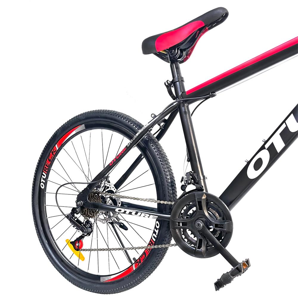 OTURE Mountain Bike 26-inch wheel, 21 speeds, High Carbon Steel Frame , for Mens and Womens black/red