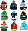 PDGJG 9pcs/ Set Christmas Hats Beanie Sweater LED Light Knit Hat Up Knitted Cap Gift (Color : A, Size Shows)