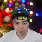 PDGJG 9pcs/ Set Christmas Hats Beanie Sweater LED Light Knit Hat Up Knitted Cap Gift (Color : A, Size Shows)