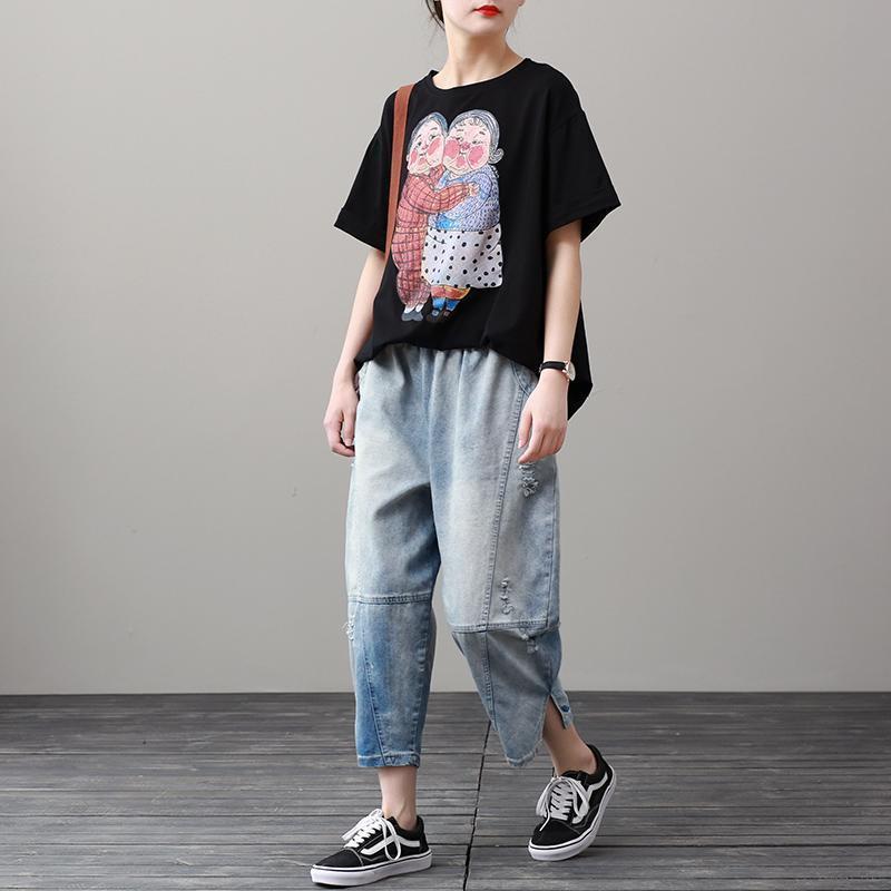 babakud casual wild loose harem denim pants