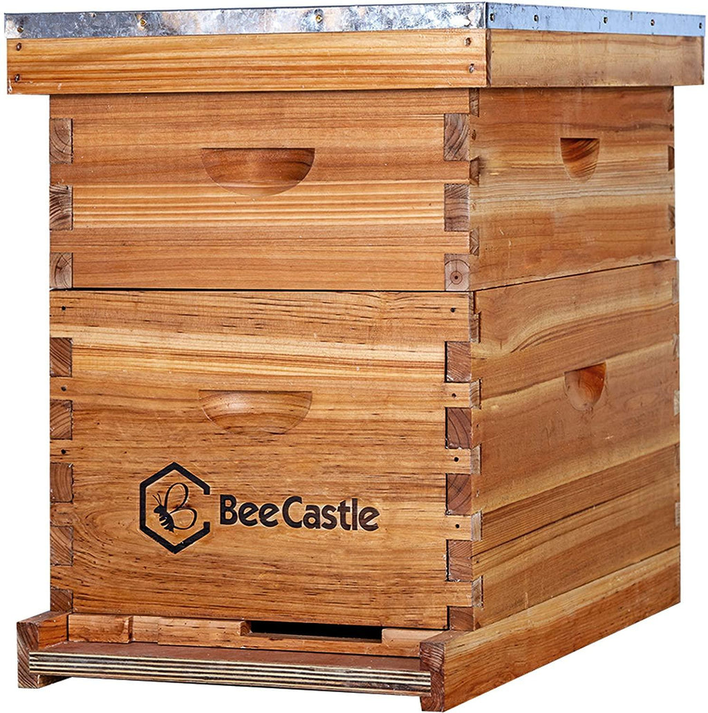 10-frames complete beehive kit, 100% beeswax coated bee hive includes frames and beeswax coated foundation sheet (2 layer)