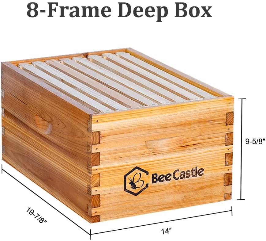 8 frame bee hive complete beehive kit, 100% beeswax coated bee hive includes frames and beeswax coated foundation sheet (2 layer)