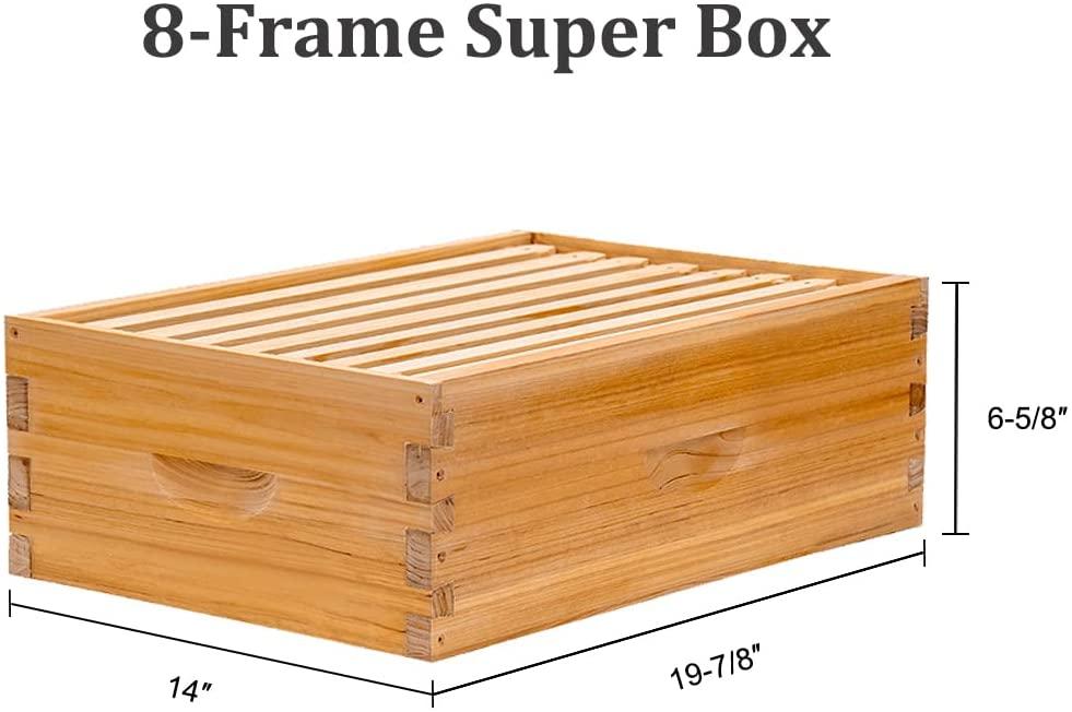 8 frame bee hive complete beehive kit, 100% beeswax coated bee hive includes frames and beeswax coated foundation sheet (2 layer)