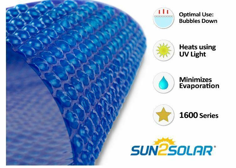 sun2solar 1600 series blue solar blanket for round swimming pools w/ grommet kit