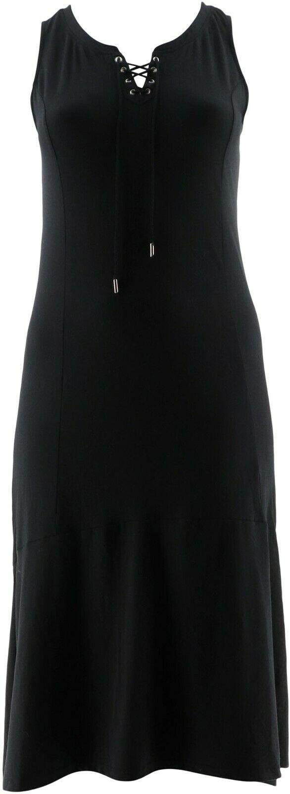 Isaac Mizrahi Lace-Up Neck Hi-low Hem Maxi Dress Women's A288664