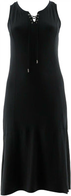 Isaac Mizrahi Lace-Up Neck Hi-low Hem Maxi Dress Women's A288664