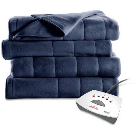 Sunbeam Electric Heated Fleece Blanket Full, Newport Blue