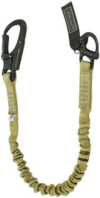 Fusion Tactical 6ft 72"x1" Internal Elastic Bungee Military Police Personal Retention Helo Lanyard with Snap Hook Shackle 23kN  Brown