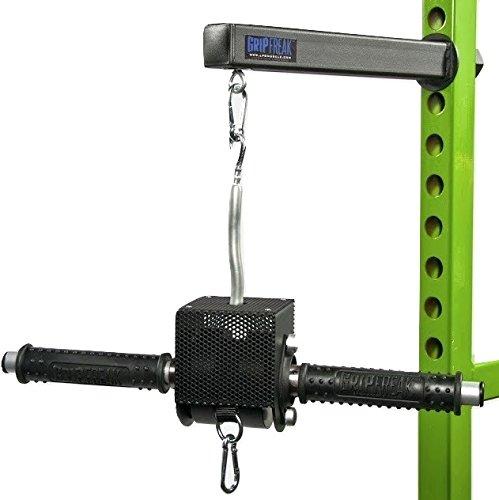 GRIP FREAK 'Slip Grips' Grip Strengthener w Power Rack Arm &amp; Dumbbell Loading Hook