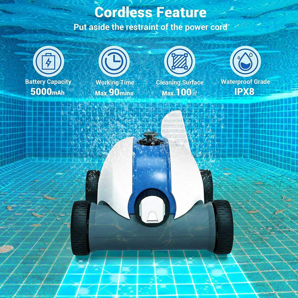 paxcess cordless automatic pool cleaner with 5000mah rechargeable battery