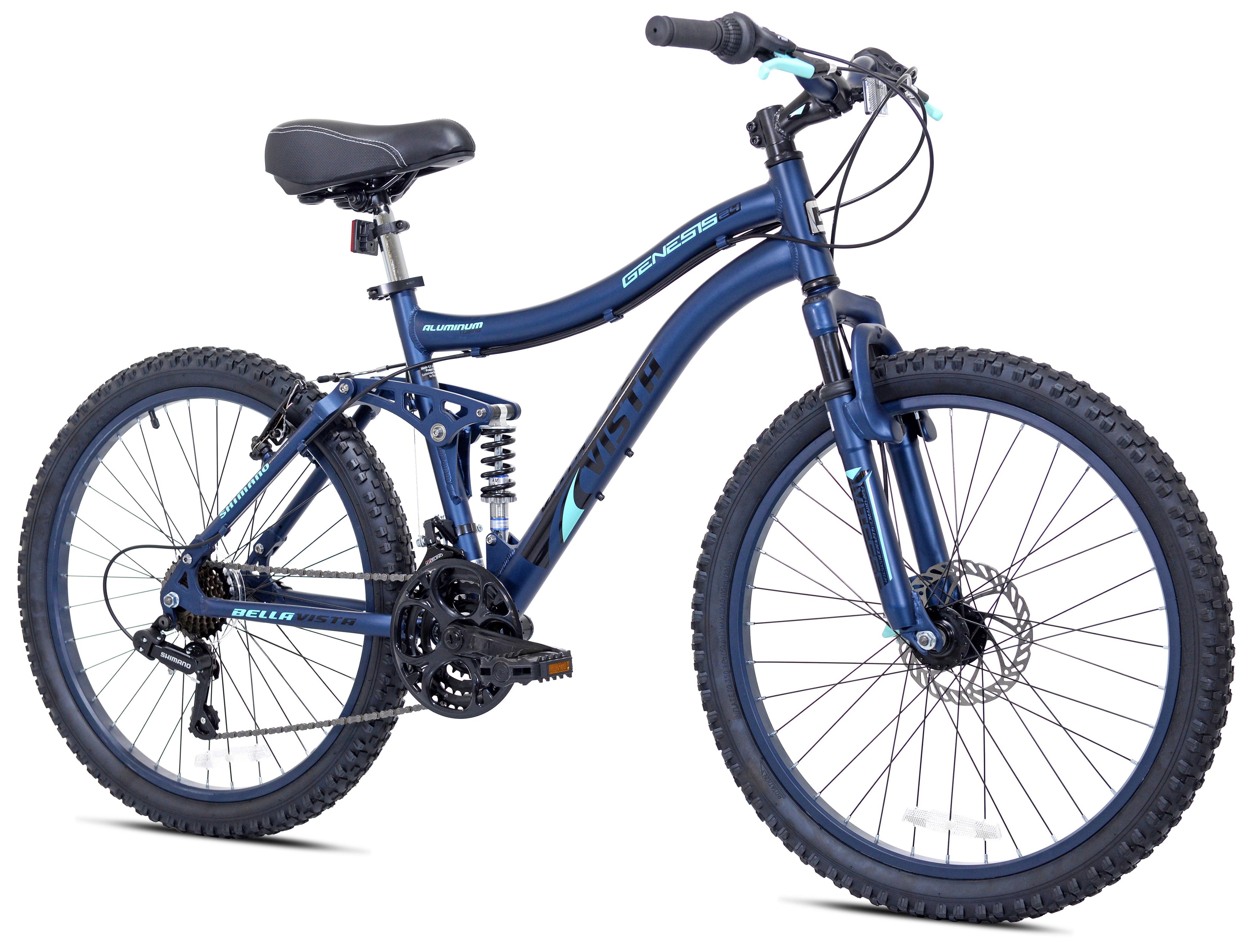 Genesis 24" Bella Vista Girl's Full Suspension Mountain Bike, Blue