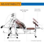 Soozier Multi-Exercise Full-Body Weight Rack with Bench Press, Leg Extension, Chest Fly Resistance Band and Preacher Curl
