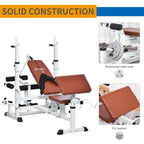 Soozier Multi-Exercise Full-Body Weight Rack with Bench Press, Leg Extension, Chest Fly Resistance Band and Preacher Curl