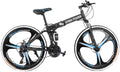 Folding Mountain Bikes, 26 Inch 21 Speeds Bicycle, Disc Brakes-Mechanical, High Carbon Steel, Full Suspension MTB Bikes for Man/Woman/Teen
