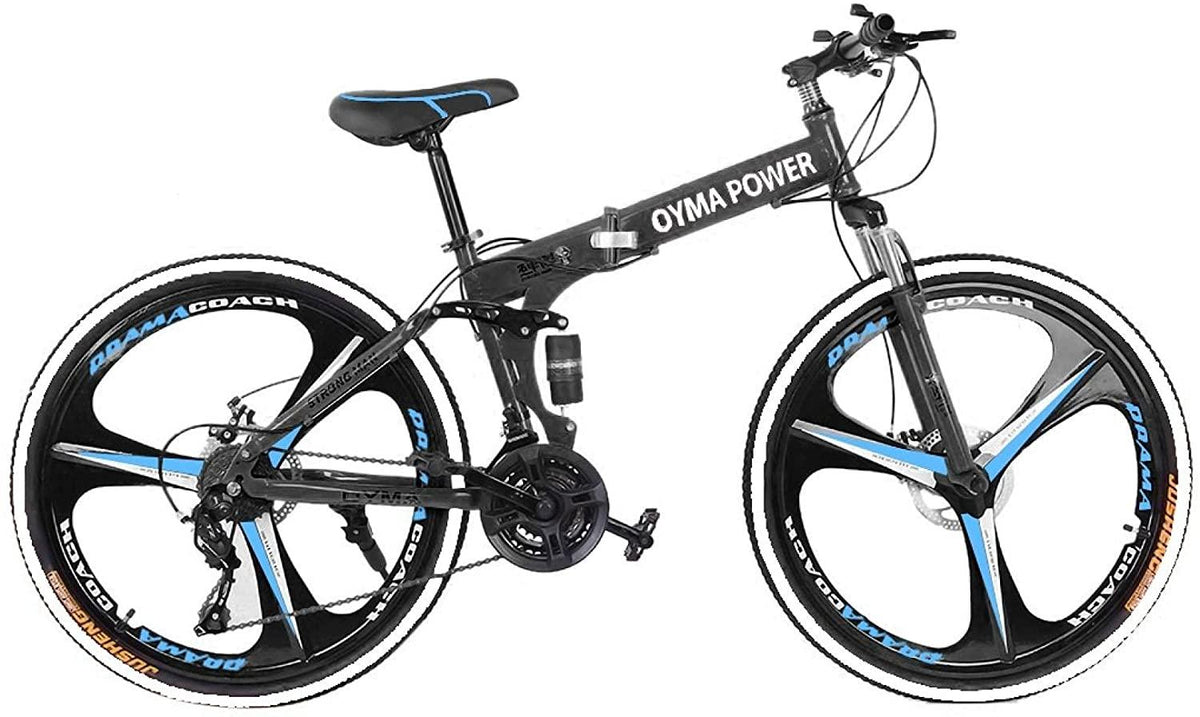 Folding Mountain Bikes, 26 Inch 21 Speeds Bicycle, Disc Brakes-Mechanical, High Carbon Steel, Full Suspension MTB Bikes for Man/Woman/Teen