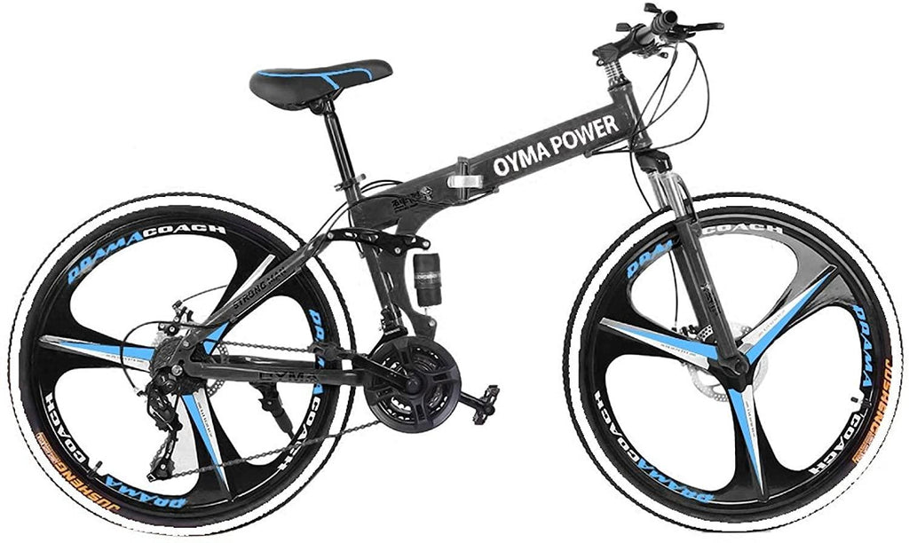 Folding Mountain Bikes, 26 Inch 21 Speeds Bicycle, Disc Brakes-Mechanical, High Carbon Steel, Full Suspension MTB Bikes for Man/Woman/Teen
