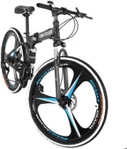 Folding Mountain Bikes, 26 Inch 21 Speeds Bicycle, Disc Brakes-Mechanical, High Carbon Steel, Full Suspension MTB Bikes for Man/Woman/Teen