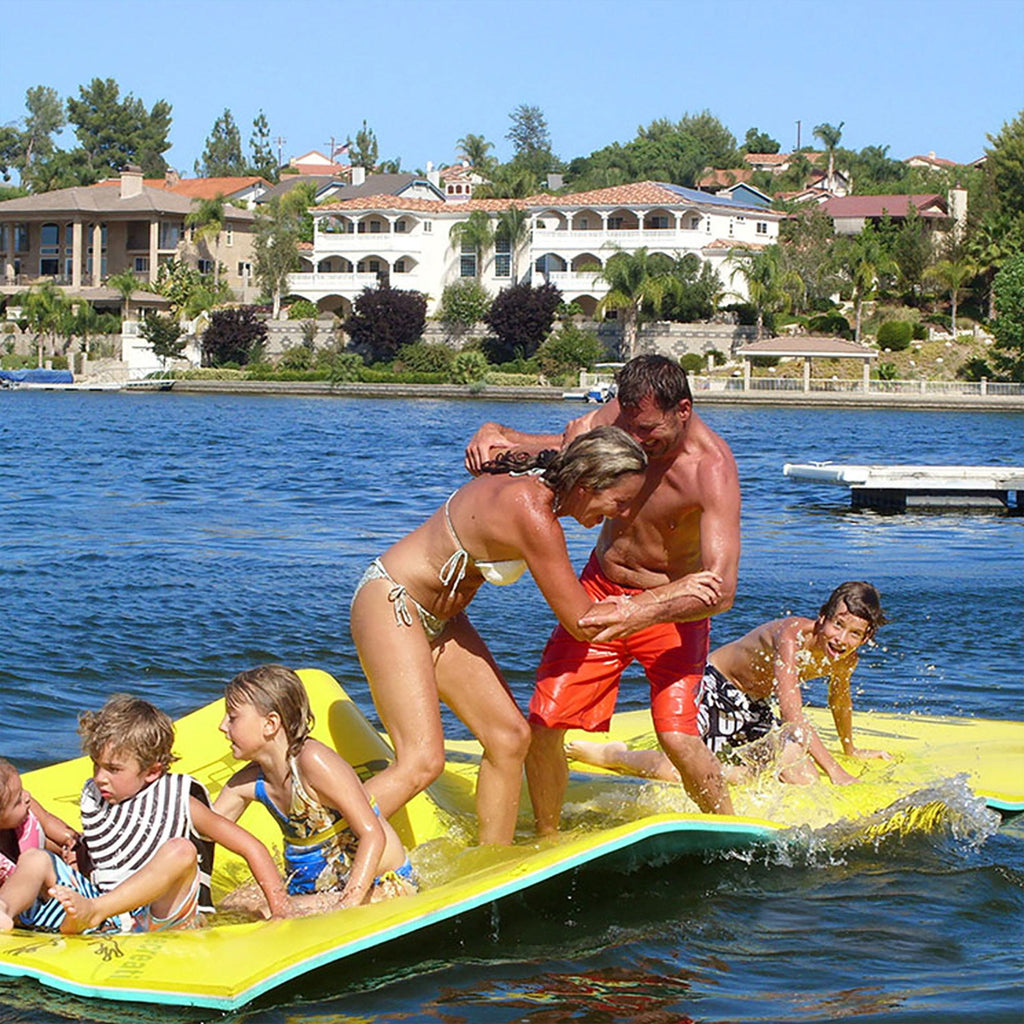 Aqua Lily Pad USA20 All American 20 Foot 2 Layer Water Lake Playground Floating Foam Island Mat with Storage Straps and Pad