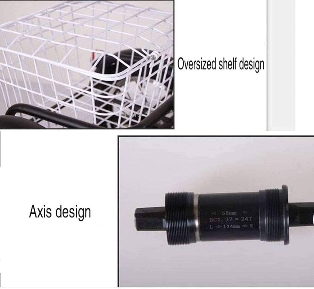 HKPLDE Older Three-Wheeled Bicycles Older People Pedaled Tricycles Adults, Instead of WalLeisure Car Cargo Tricycles, 14-inch Bold Wear-Resistant Tires