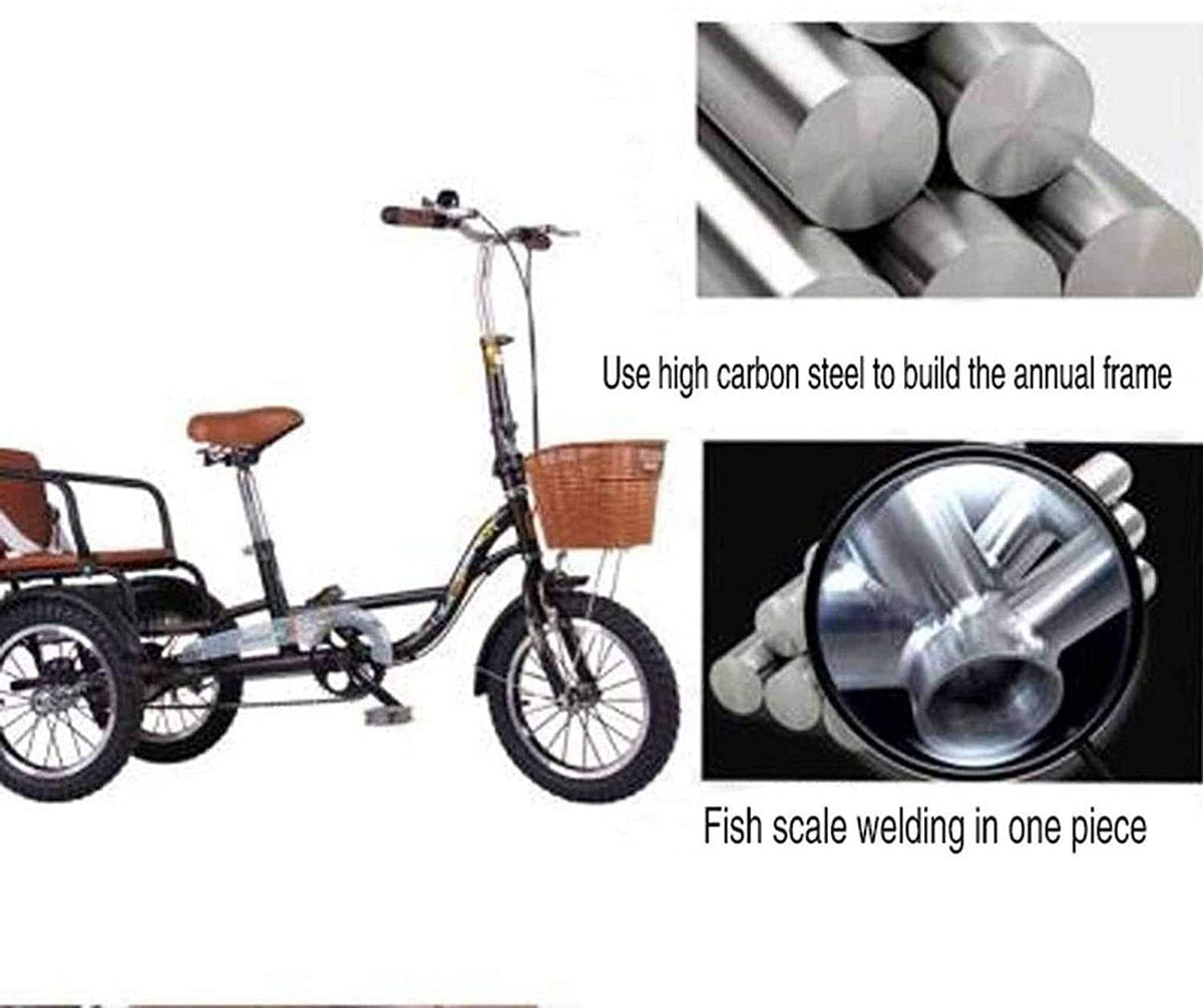 HKPLDE Older Three-Wheeled Bicycles Older People Pedaled Tricycles Adults, Instead of WalLeisure Car Cargo Tricycles, 16-inch Bold Wear-Resistant Tires